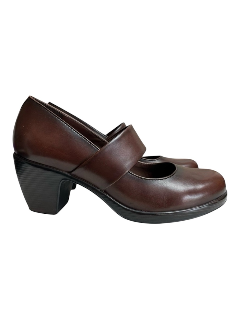 Dansko Brooke Brown Leather Heels with Chunky Heel